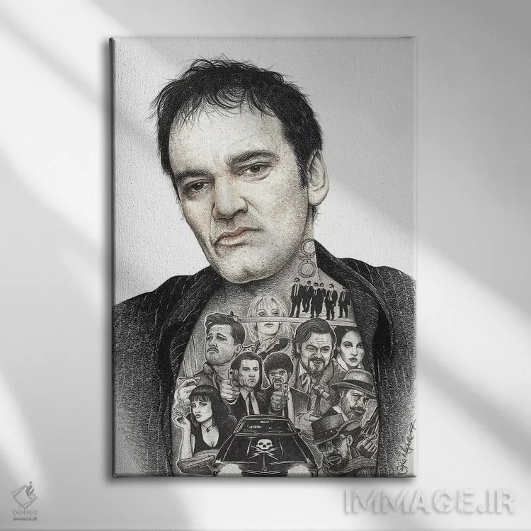تابلو دکوراتیو تارانتینو اثر اینکد آیکونز - نمای روبهرو روی دیوار