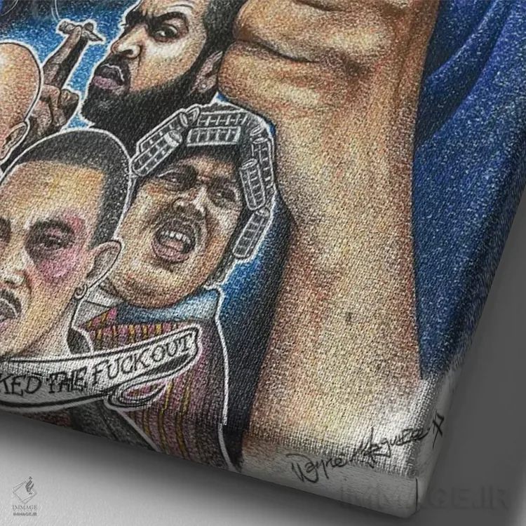 تابلو دکوراتیو اسموکی اثر اینکد آیکونز - نمای نزدیک بافت بوم