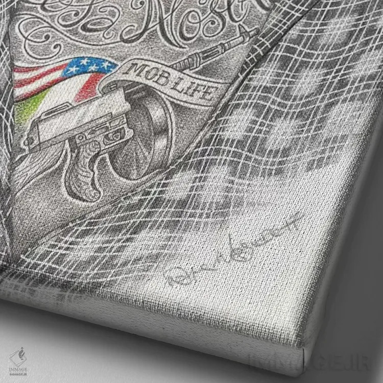 تابلو دکوراتیو تونی سوپرانو اثر اینکد آیکونز - نمای نزدیک بافت بوم