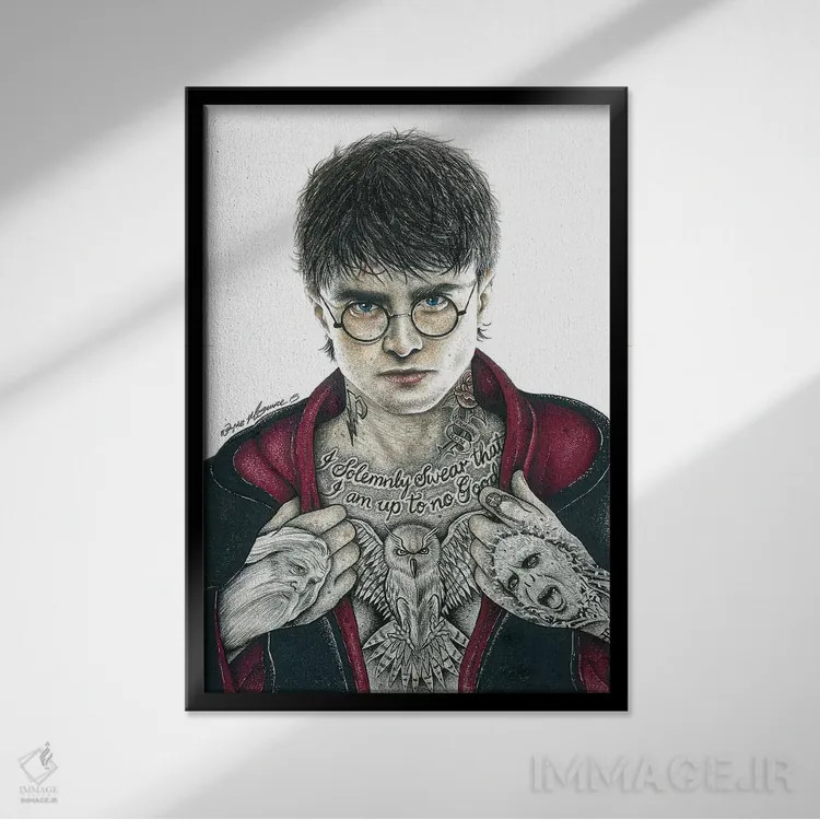 تابلو دکوراتیو هری پاتر اثر اینکد آیکونز - نمای قابدار مشکی