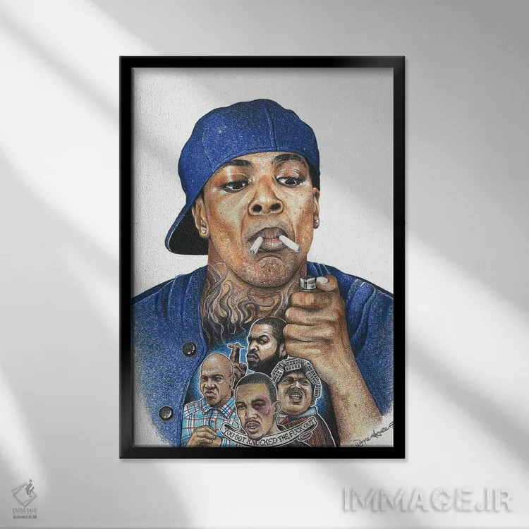 تابلو دکوراتیو اسموکی اثر اینکد آیکونز - نمای قابدار مشکی