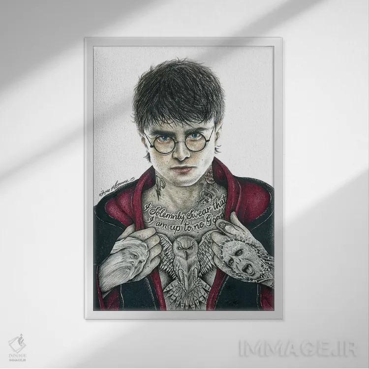 تابلو دکوراتیو هری پاتر اثر اینکد آیکونز - نمای قابدار سفید