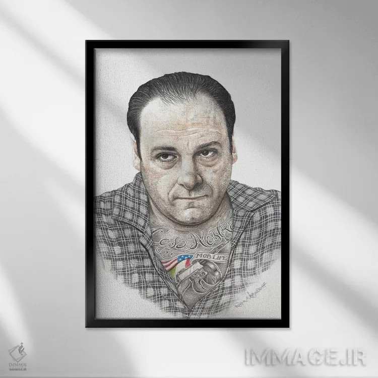 تابلو دکوراتیو تونی سوپرانو اثر اینکد آیکونز - نمای قابدار مشکی