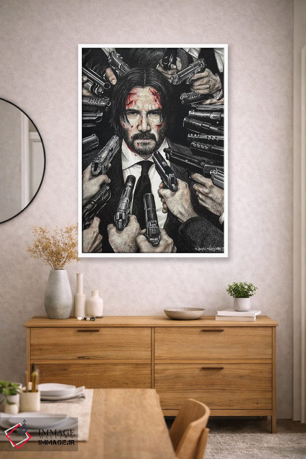 تابلو دکوراتیو جان ویک اثر اینکد آیکونز - D1W