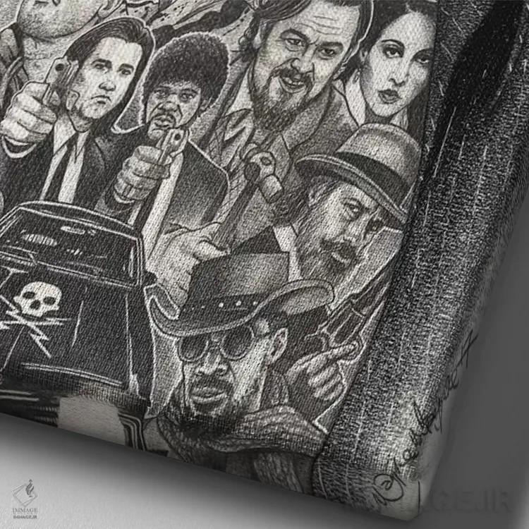 تابلو دکوراتیو تارانتینو اثر اینکد آیکونز - نمای نزدیک بافت بوم