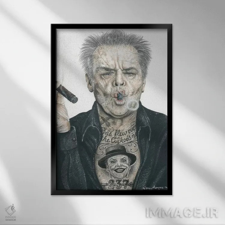 تابلو دکوراتیو نیکلسون اصلی اثر اینکد آیکونز - نمای قابدار مشکی