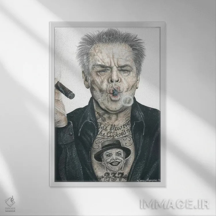 تابلو دکوراتیو نیکلسون اصلی اثر اینکد آیکونز - نمای قابدار سفید