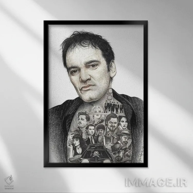 تابلو دکوراتیو تارانتینو اثر اینکد آیکونز - نمای قابدار مشکی