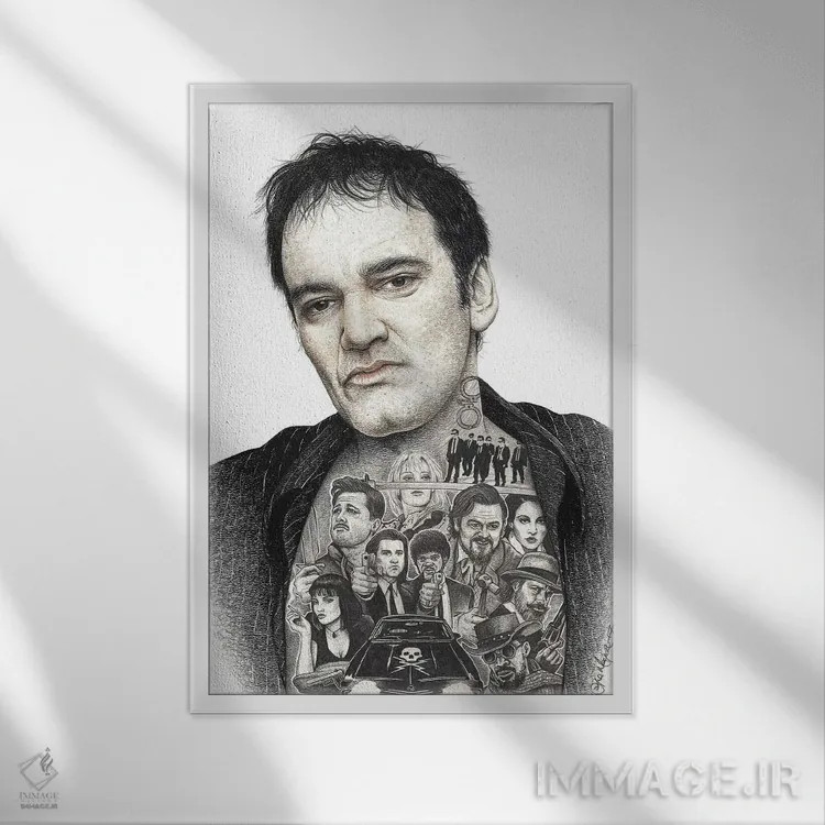 تابلو دکوراتیو تارانتینو اثر اینکد آیکونز - نمای قابدار سفید