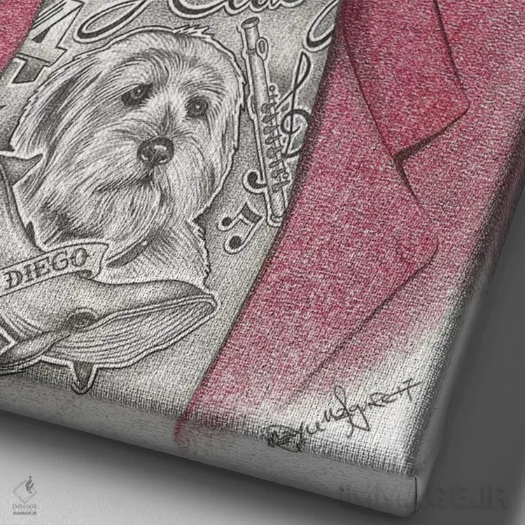 تابلو دکوراتیو گوینده اخبار اثر اینکد آیکونز - نمای نزدیک بافت بوم