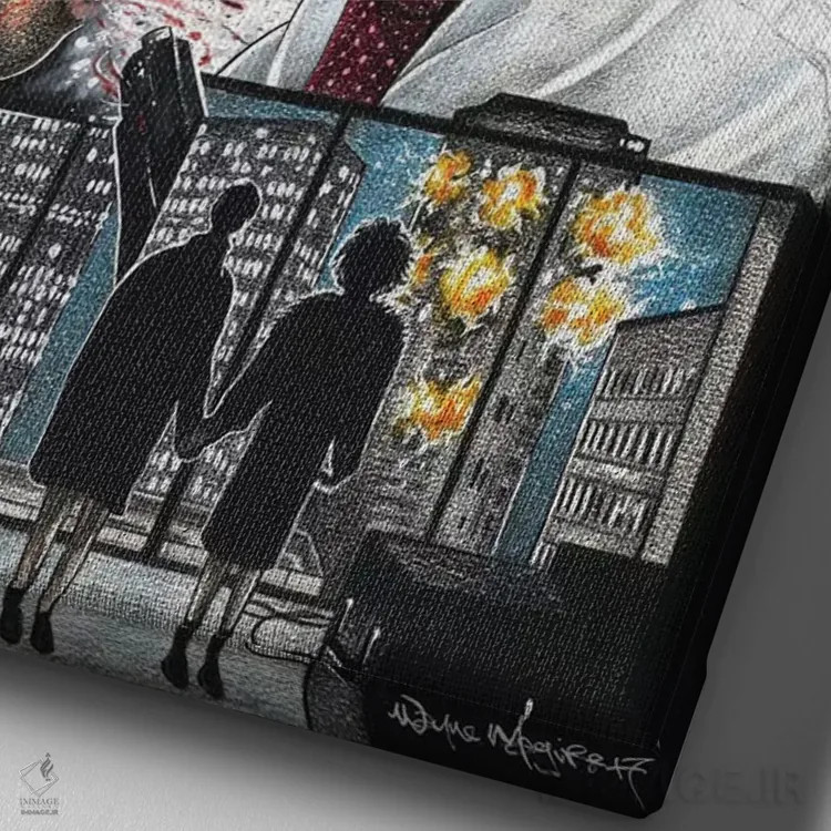 تابلو دکوراتیو باشگاه مبارزه I اثر اینکد آیکونز - نمای نزدیک بافت بوم