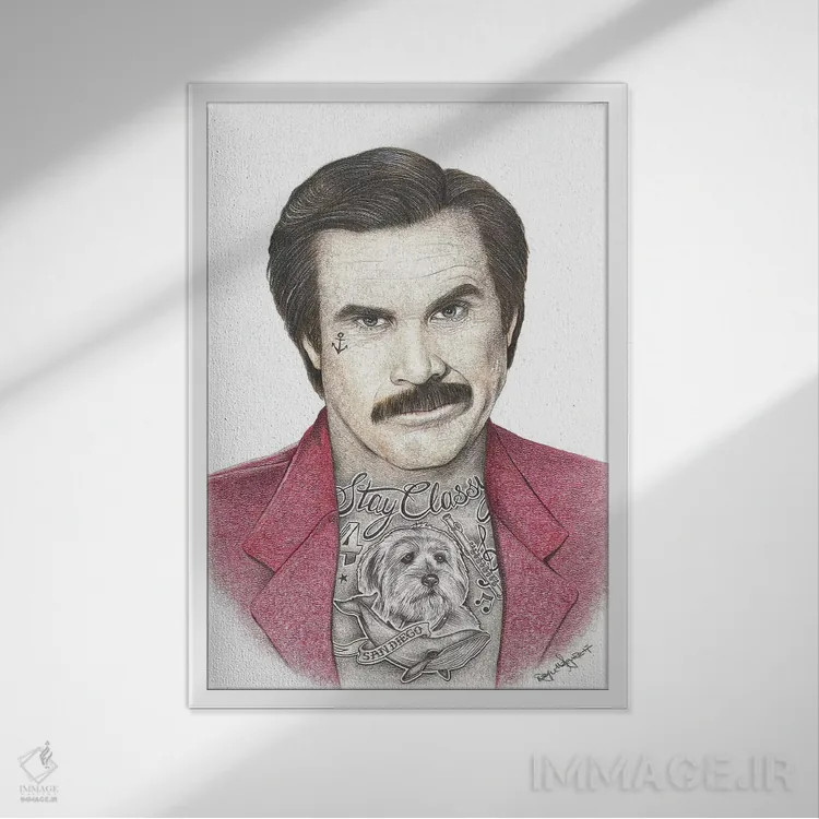 تابلو دکوراتیو گوینده اخبار اثر اینکد آیکونز - نمای قابدار سفید