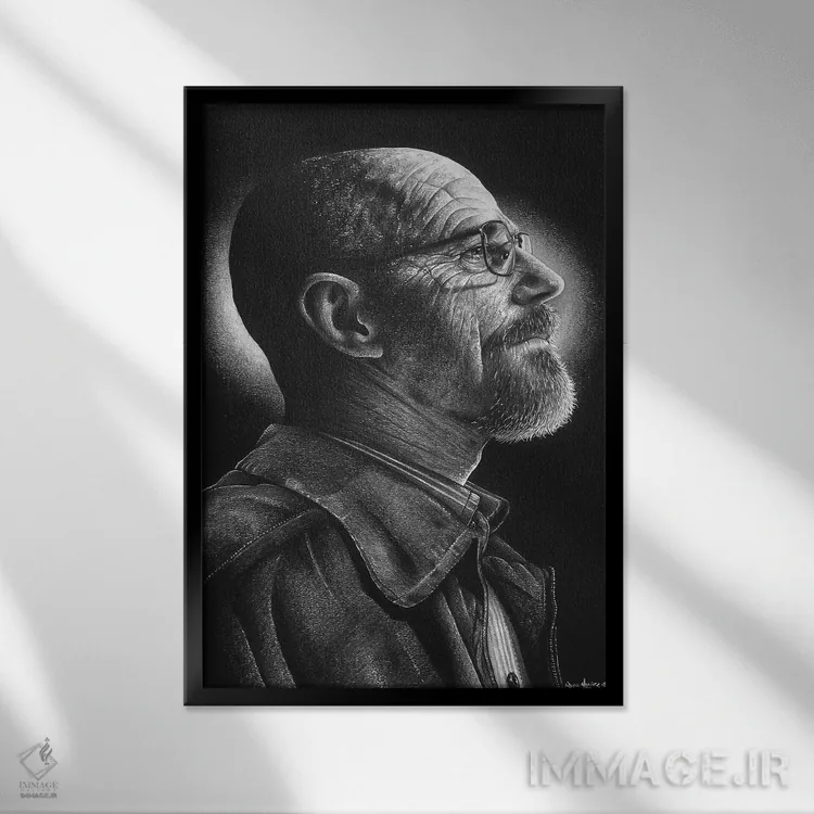 تابلو دکوراتیو هایزنبرگ اثر اینکد آیکونز - نمای قابدار مشکی