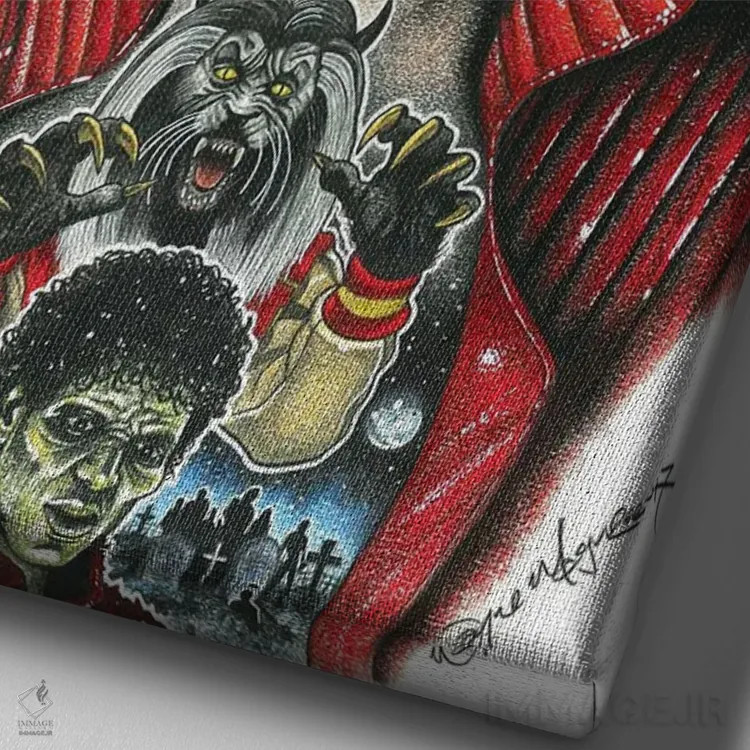 تابلو دکوراتیو تریلر - ام جی اثر اینکد آیکونز - نمای نزدیک بافت بوم