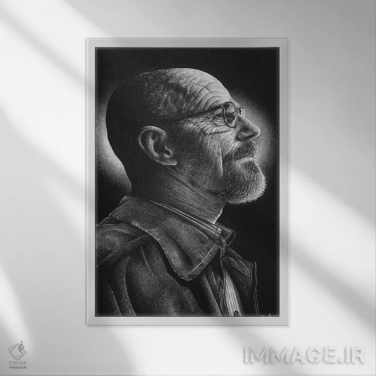 تابلو دکوراتیو هایزنبرگ اثر اینکد آیکونز - نمای قابدار سفید