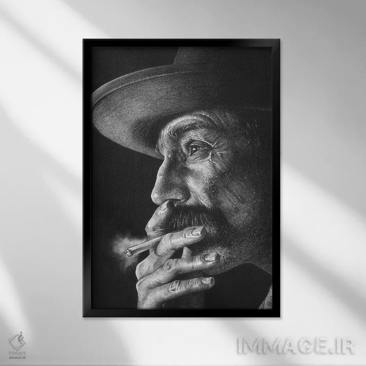 تابلو دکوراتیو خون به پا خواهد شد اثر اینکد آیکونز - نمای قابدار مشکی