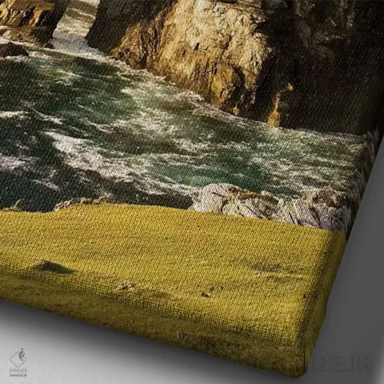 تابلو دکوراتیو دانفاناگی، شهرستان دانیگال، ایرلند؛ صخره دریایی ساحل… اثر ایریش ایمیج کالکشن - نمای نزدیک بافت بوم