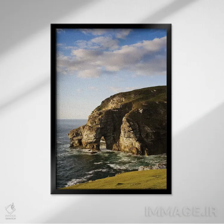 تابلو دکوراتیو دانفاناگی، شهرستان دانیگال، ایرلند؛ صخره دریایی ساحل… اثر ایریش ایمیج کالکشن - نمای قابدار مشکی