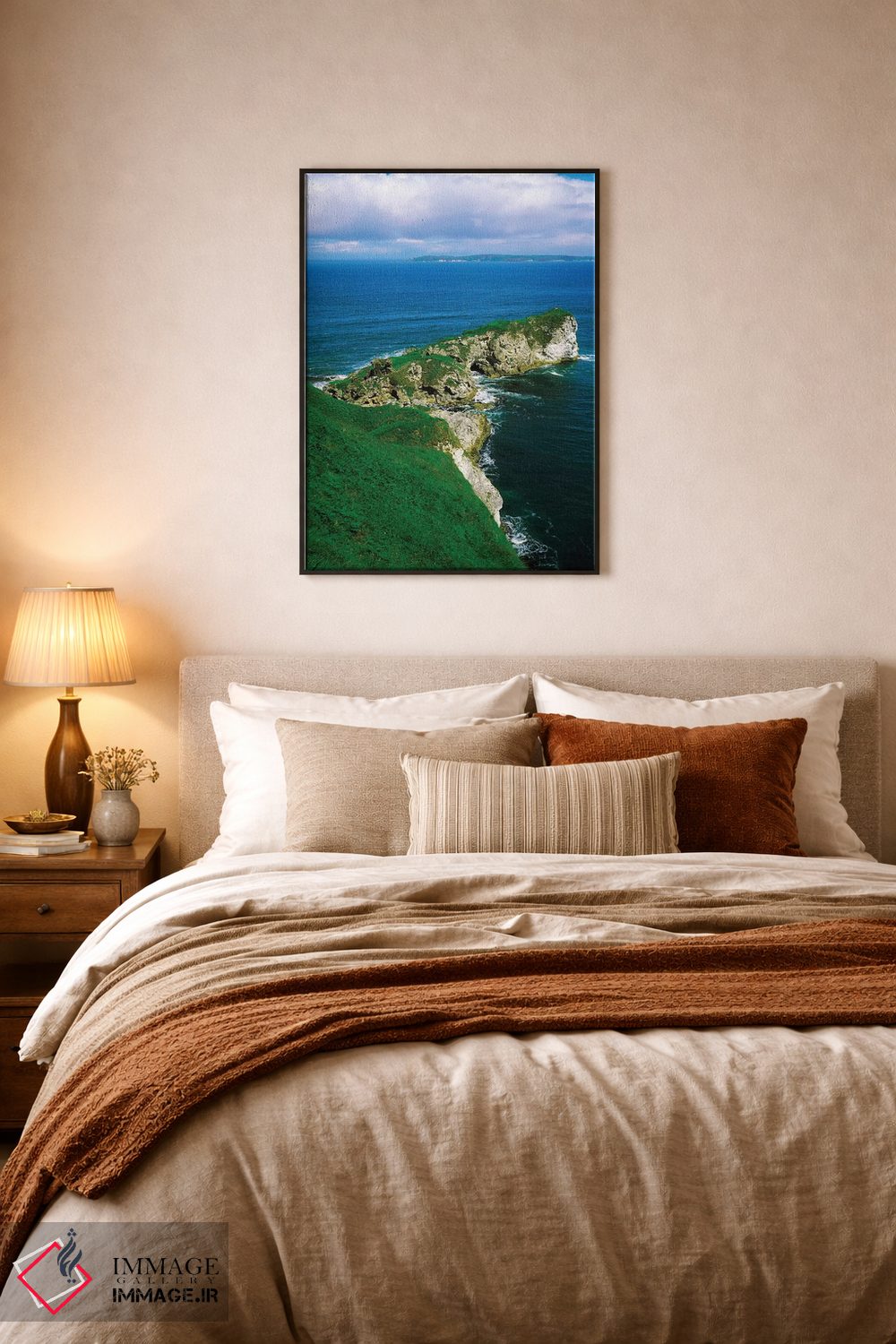 تابلو دکوراتیو شهرستان آنتریم، قلعه کنبین، با پس زمینه جزیره رتلین اثر ایریش ایمیج کالکشن - D5B