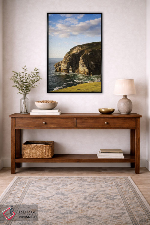 تابلو دکوراتیو دانفاناگی، شهرستان دانیگال، ایرلند؛ صخره دریایی ساحل… اثر ایریش ایمیج کالکشن - D4B