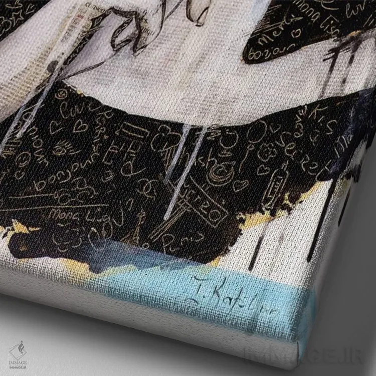 تابلو دکوراتیو راز مونـا اثر اینس کاپلون - نمای نزدیک بافت بوم