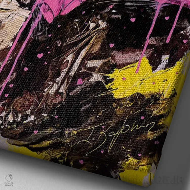 تابلو دکوراتیو یک عشق اثر اینس کاپلون - نمای نزدیک بافت بوم