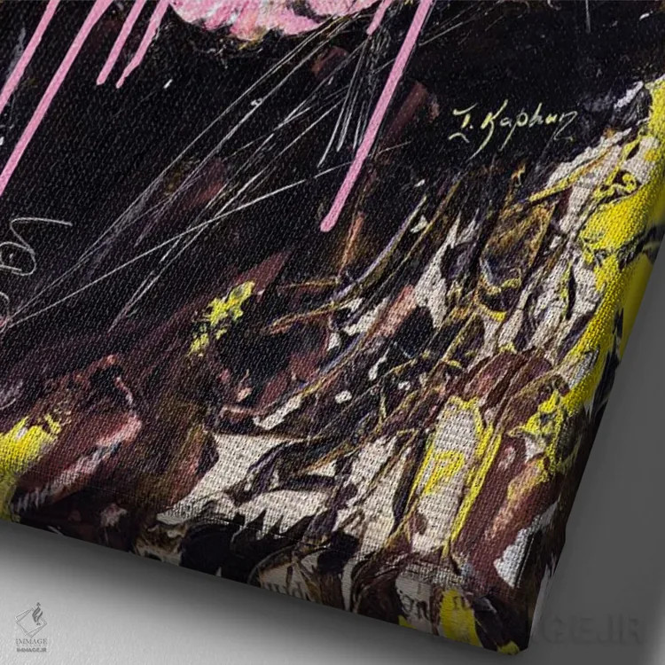 تابلو دکوراتیو بوسه جمجمه اثر اینس کاپلون - نمای نزدیک بافت بوم