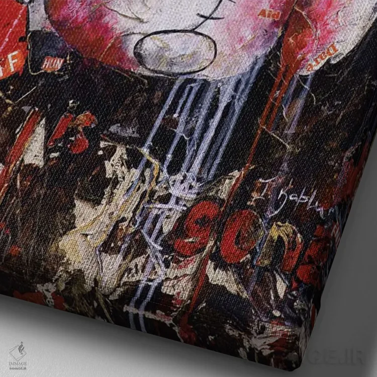 تابلو دکوراتیو عشق رفته است اثر اینس کاپلون - نمای نزدیک بافت بوم