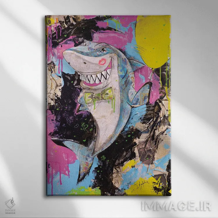 تابلو دکوراتیو کوسه اثر اینس کاپلون - نمای روبهرو روی دیوار