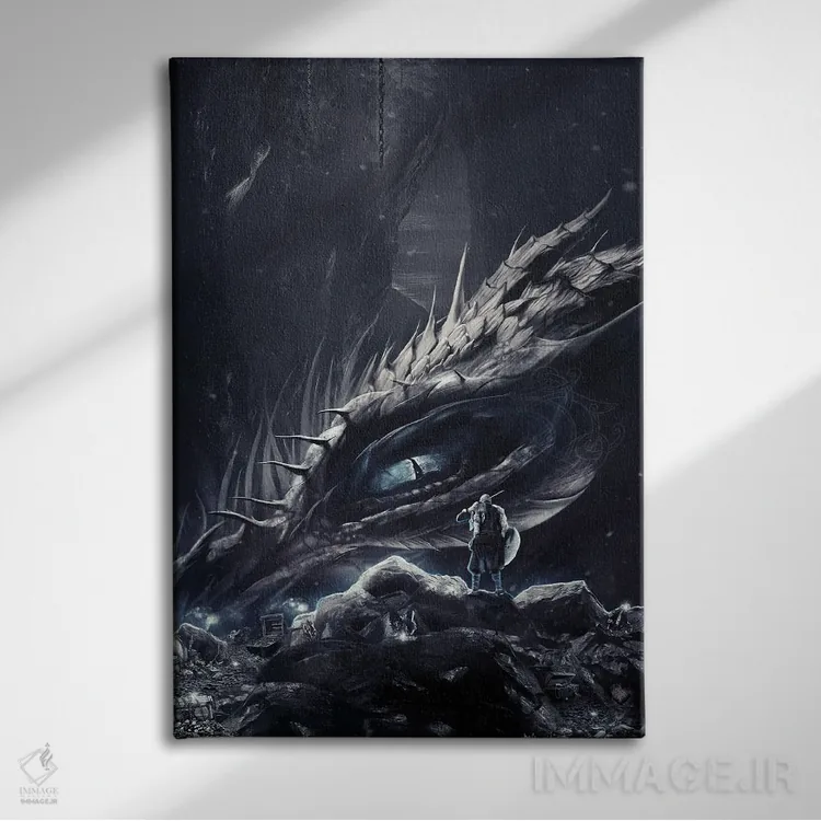 تابلو دکوراتیو سیگرد و فافنیر ملاقات می کنند اثر ایکارونا - نمای روبهرو روی دیوار