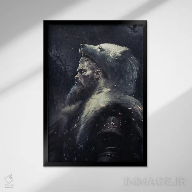 تابلو دکوراتیو جنگجوی برزرکر اثر ایکارونا - نمای قابدار مشکی