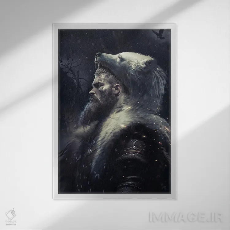 تابلو دکوراتیو جنگجوی برزرکر اثر ایکارونا - نمای قابدار سفید