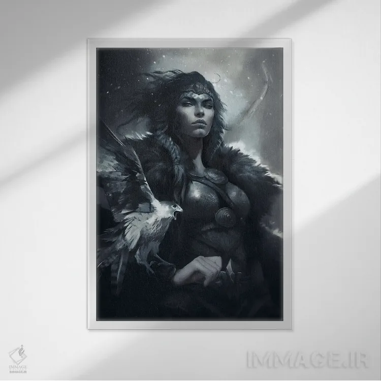 تابلو دکوراتیو اسکادی، الهه شکار اثر ایکارونا - نمای قابدار سفید