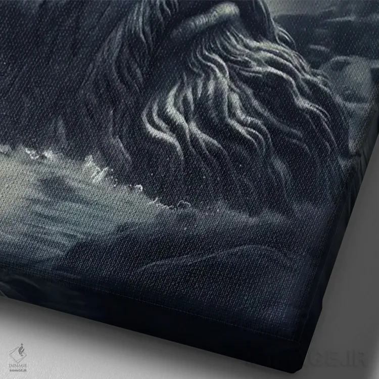 تابلو دکوراتیو یمیر غول اسطوره ای نورس اثر ایکارونا - نمای نزدیک بافت بوم