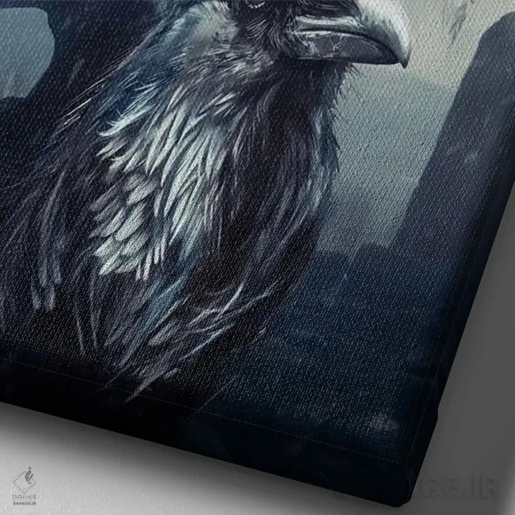 تابلو دکوراتیو هوگین و مونین کلاغ های نورس اثر ایکارونا - نمای نزدیک بافت بوم