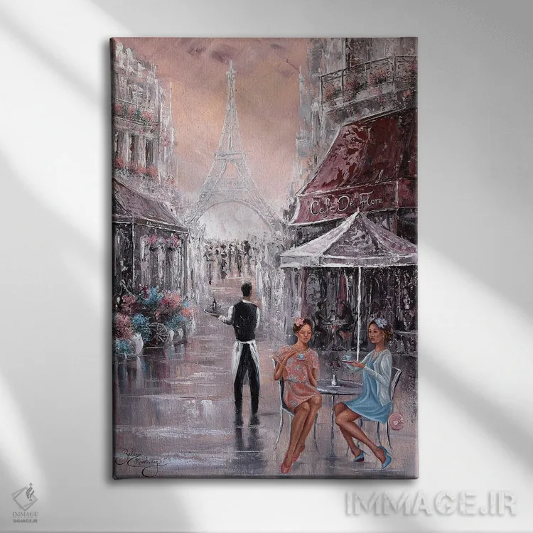 تابلو دکوراتیو Paris,گپ و گفت، پاریس اثر ایزابیلا کارولویچ - نمای روبهرو روی دیوار