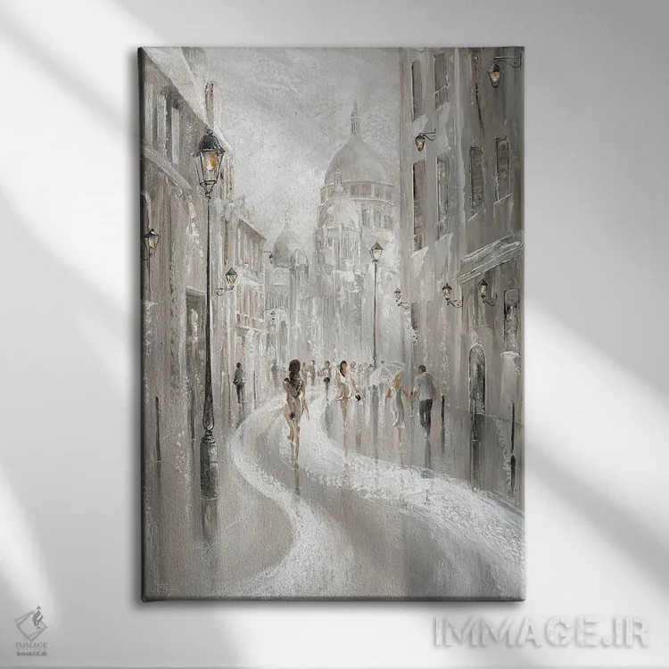 تابلو دکوراتیو Paris,صحنه خیابان مونتمارتر، پاریس اثر ایزابیلا کارولویچ - نمای روبهرو روی دیوار