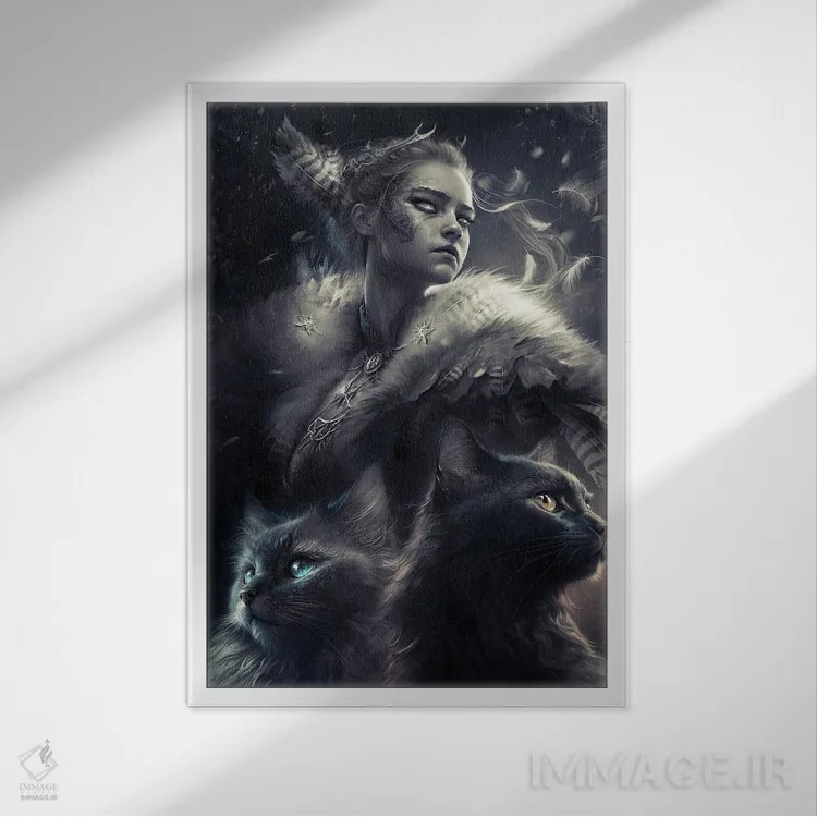 تابلو دکوراتیو الهه فرییا اثر ایکارونا - نمای قابدار سفید