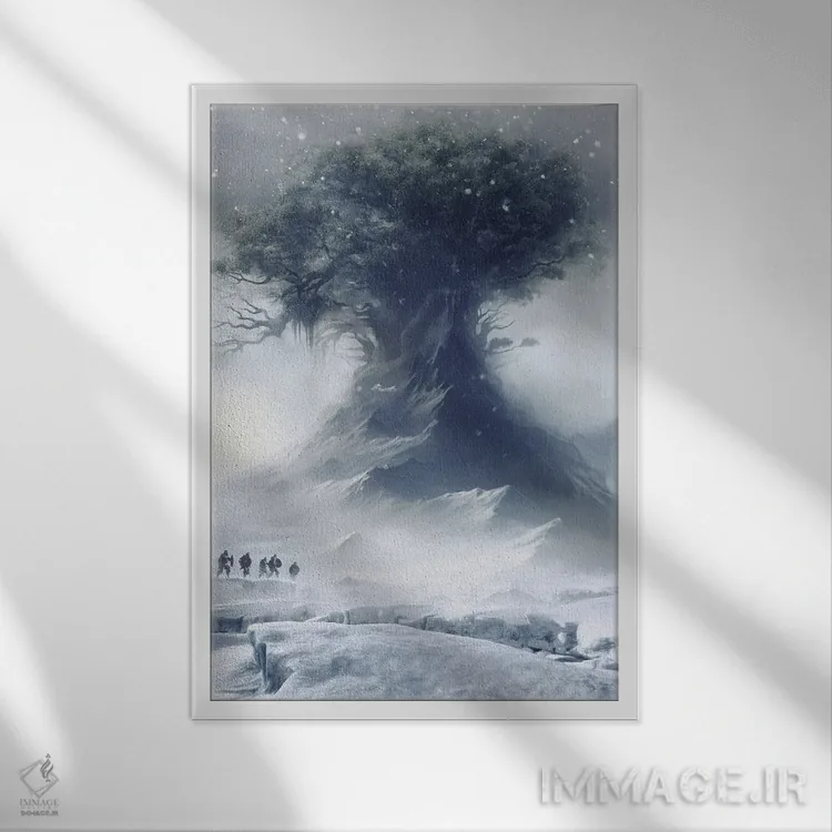 تابلو دکوراتیو در سایه ایگدراسیل اثر ایکارونا - نمای قابدار سفید