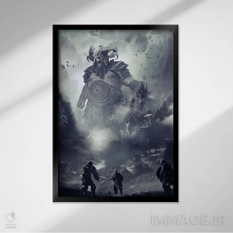 تابلو دکوراتیو به چالش کشیدن یوتون ها اثر ایکارونا - نمای قابدار مشکی