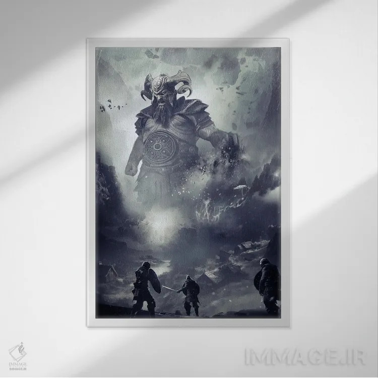 تابلو دکوراتیو به چالش کشیدن یوتون ها اثر ایکارونا - نمای قابدار سفید