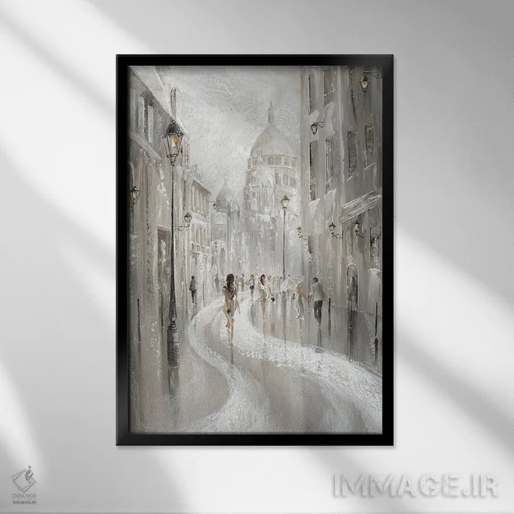 تابلو دکوراتیو Paris,صحنه خیابان مونتمارتر، پاریس اثر ایزابیلا کارولویچ - نمای قابدار مشکی