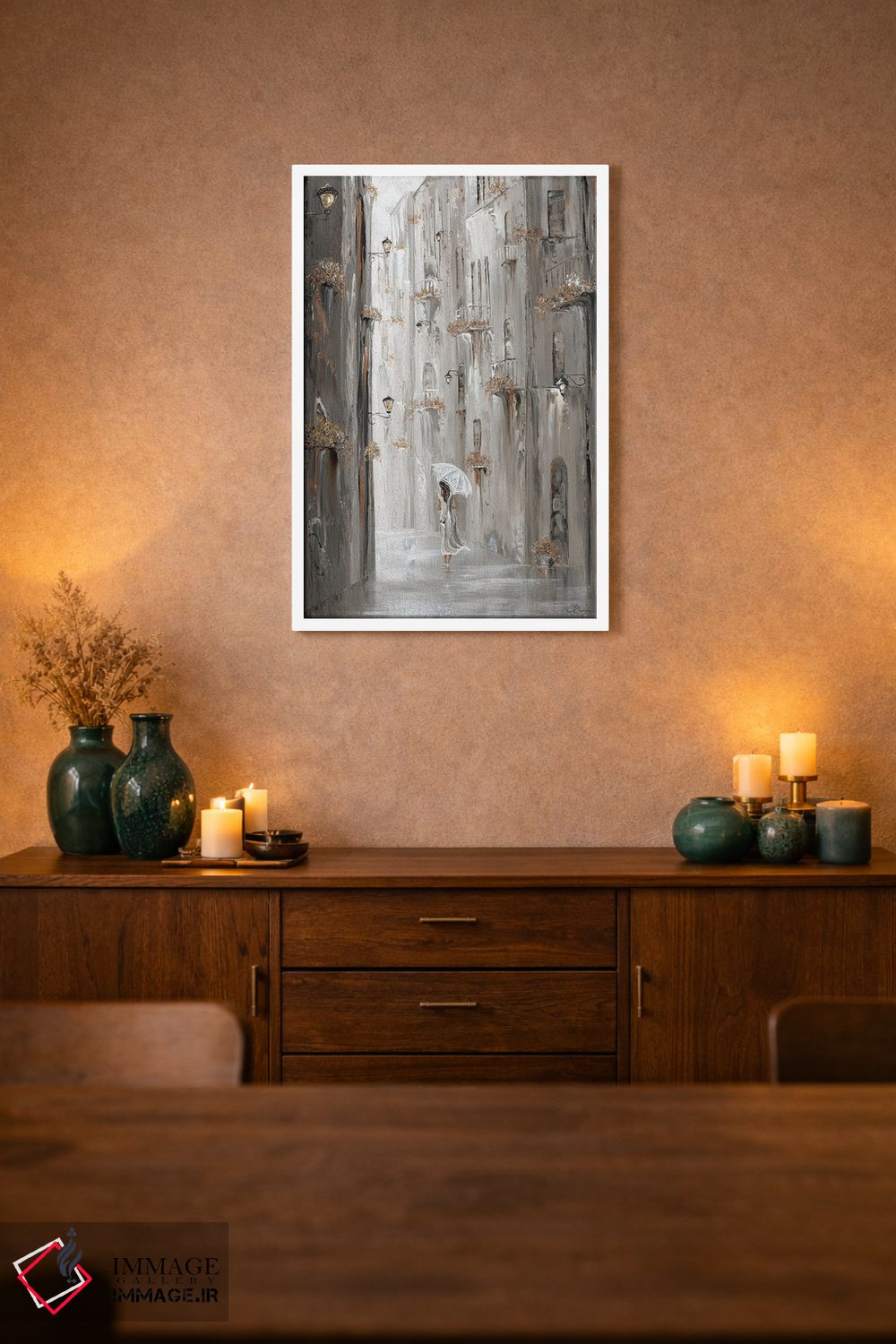 تابلو دکوراتیو Paris Street Scene,آرامش طلایی، صحنه خیابانی پاریس اثر ایزابیلا کارولویچ - D1W