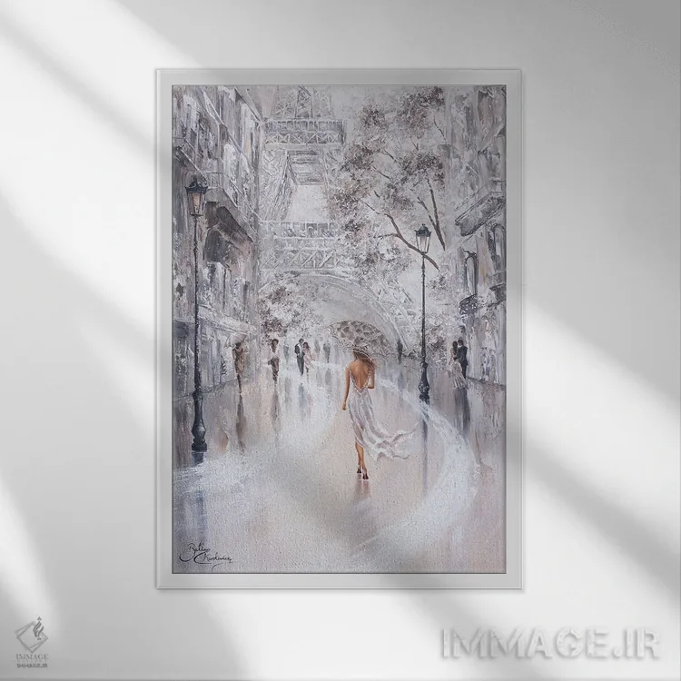 تابلو دکوراتیو Paris Flair,برج ایفل، جلوه پاریس اثر ایزابیلا کارولویچ - نمای قابدار سفید