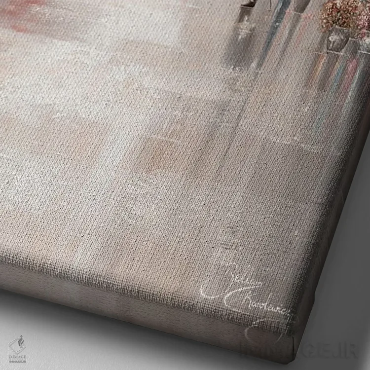 تابلو دکوراتیو شکوفه های چای شیرین اثر ایزابیلا کارولویچ - نمای نزدیک بافت بوم