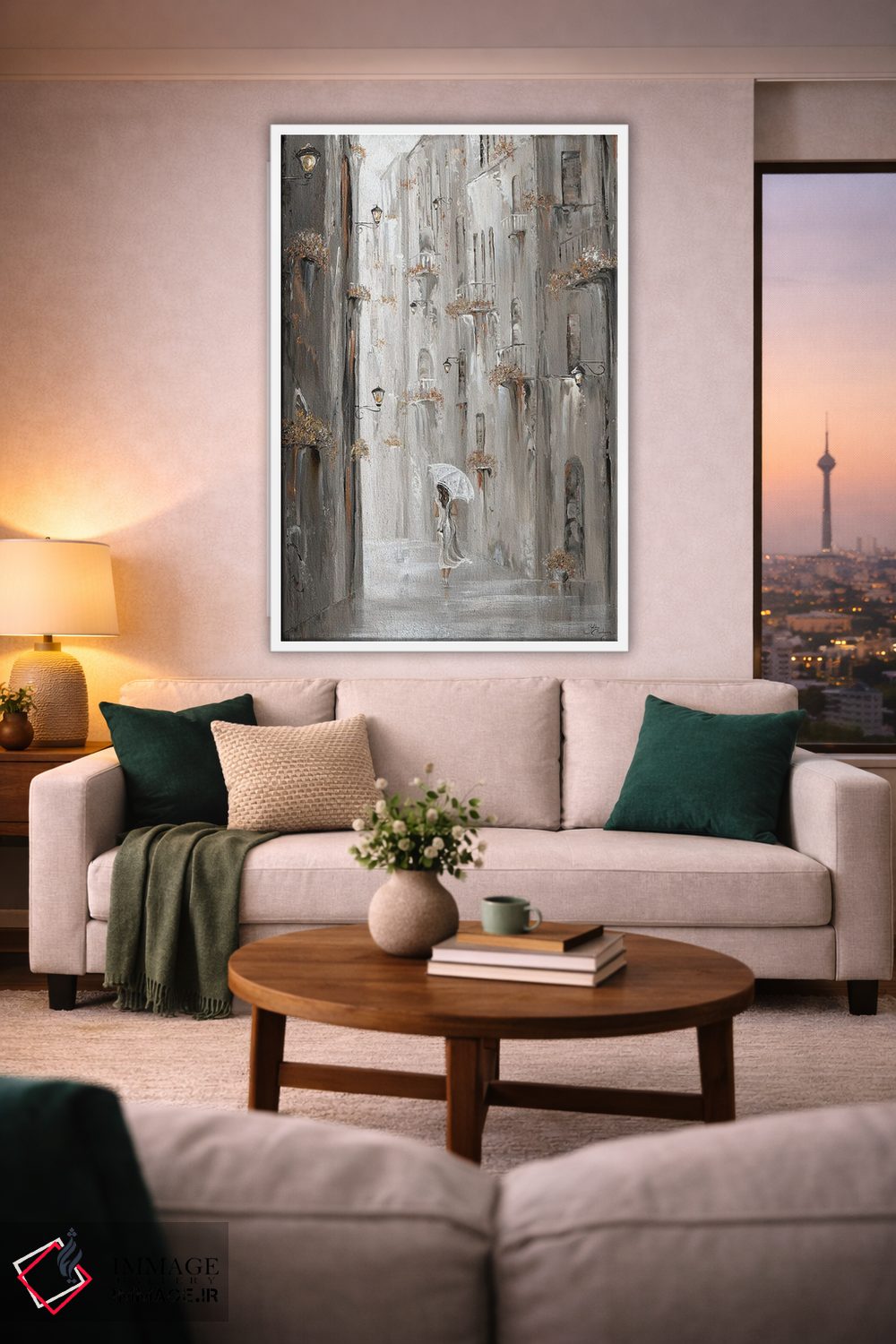 تابلو دکوراتیو Paris Street Scene,آرامش طلایی، صحنه خیابانی پاریس اثر ایزابیلا کارولویچ - D2W