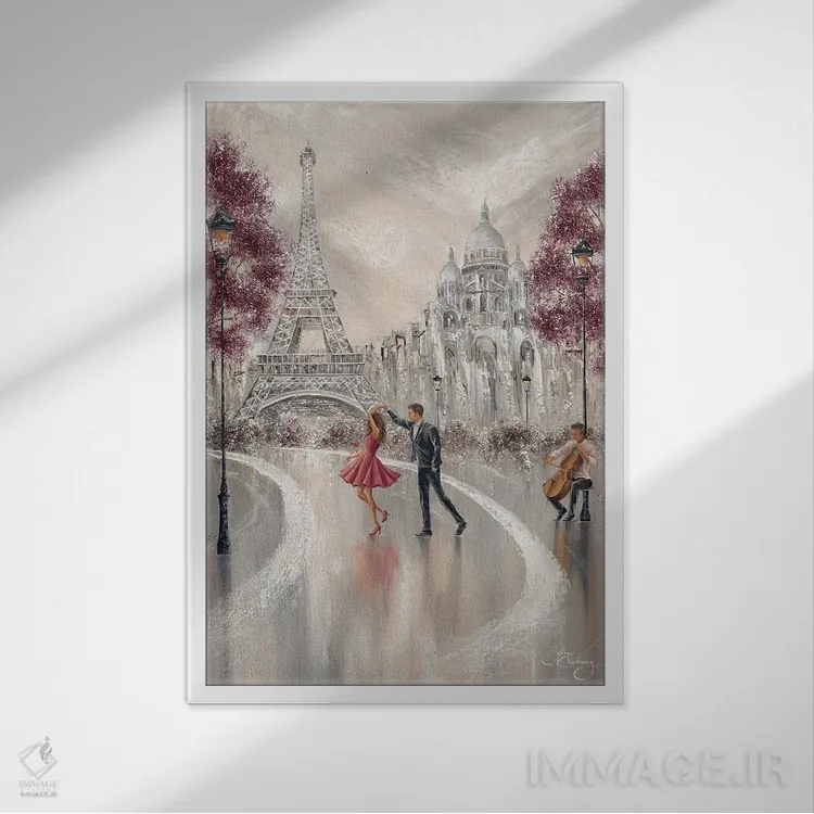 تابلو دکوراتیو Paris Dance III,پیچ وتاب، رقص پاریسی ۳ اثر ایزابیلا کارولویچ - نمای قابدار سفید