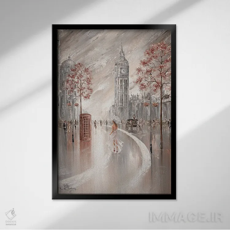 تابلو دکوراتیو London,نسیم ملایم، لندن اثر ایزابیلا کارولویچ - نمای قابدار مشکی