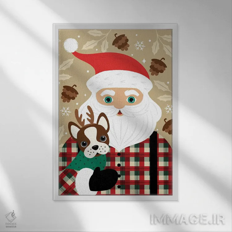 تابلو دکوراتیو بابانوئل اثر ایلیس آویلس - نمای قابدار سفید