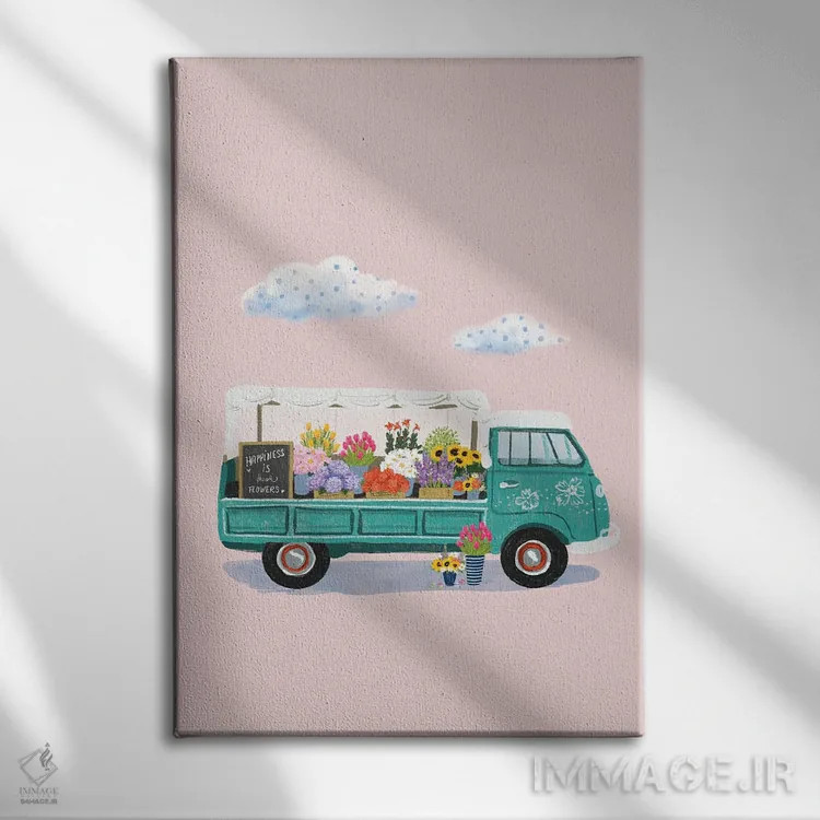 تابلو دکوراتیو بازار گل I اثر ایلاریا بندتی - نمای روبهرو روی دیوار